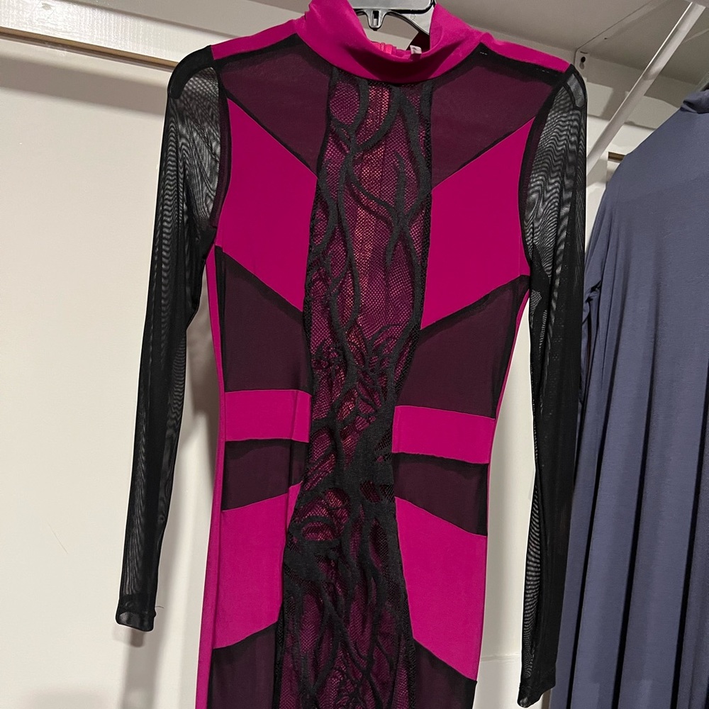 Party dress! Worn once, size Medium, raspberry and black